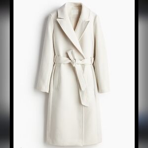 H&M Off-White Textured Coat Size XS